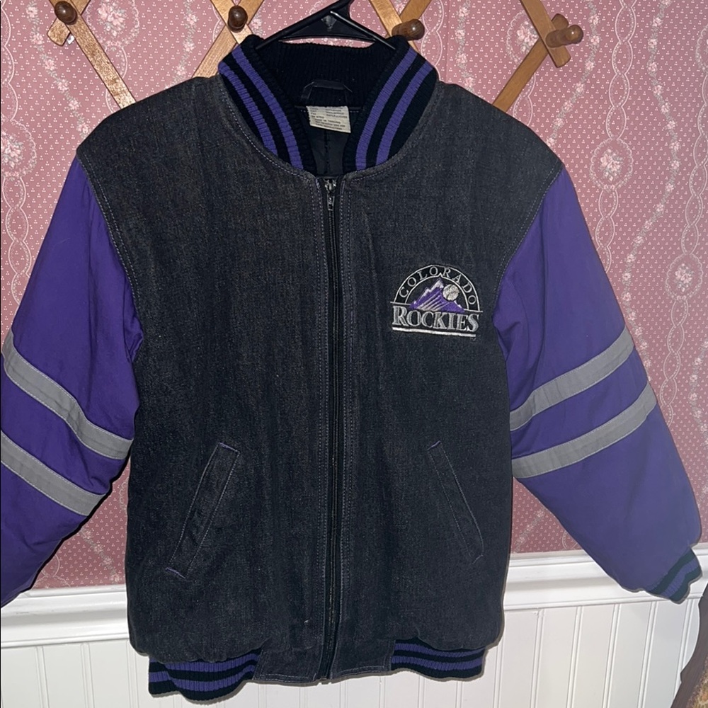 Vintage Colorado Rockies Kids Jacket - Black and Purple denim